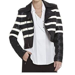 BCBGMaxAzria Black and White Leather Jacket